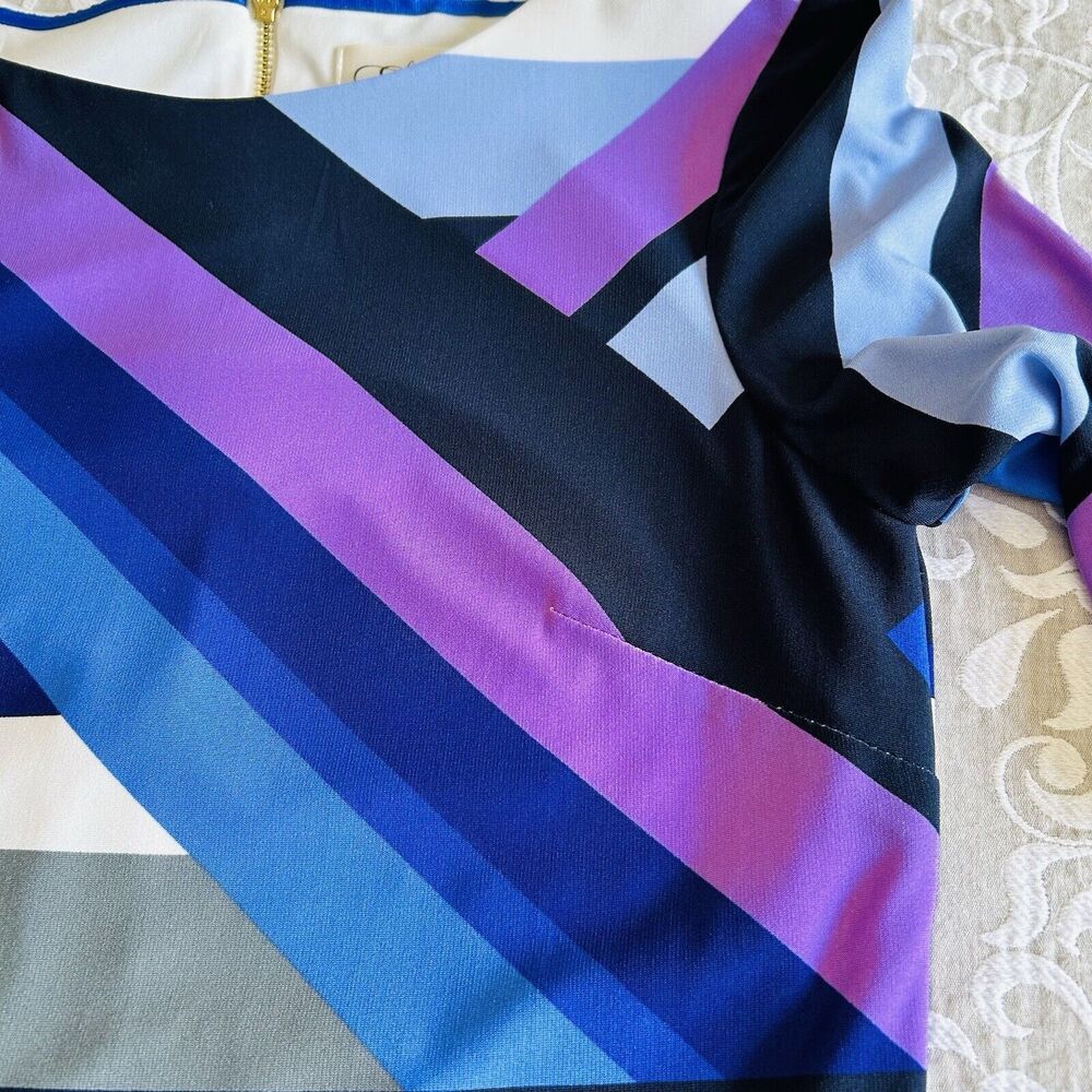 Eliza J Dress Women Size 2 Multicolor Stripe Jersey Career Business Casual Lined - Picture 9 of 15
